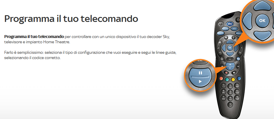 GUIDA AI TELECOMANDI SKY - ASSISTENZA CLIENTI SKY - Centro Elettronico  Corbetta